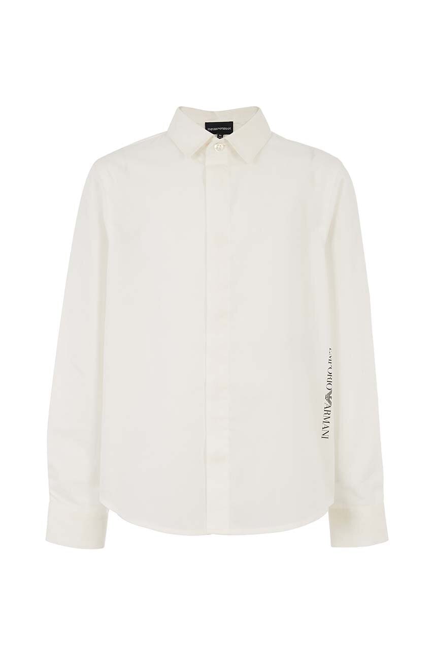 Emporio Armani camasa de bumbac pentru copii culoarea bej, 6D4CJB 4N8QZ