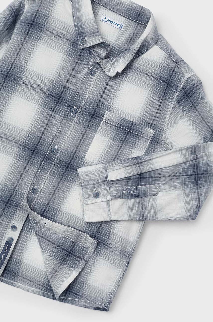 Детская хлопковая рубашка Mayoral цвет серый 4114 Детская хлопковая рубашка Mayoral цвет серый 4114