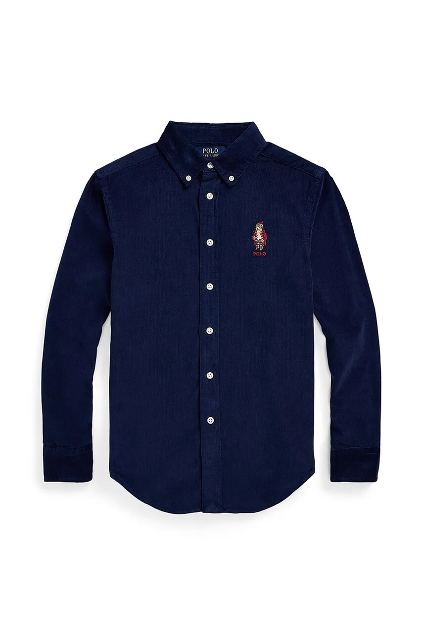 Levně Dětská bavlněná košile Polo Ralph Lauren tmavomodrá barva, 323878882003