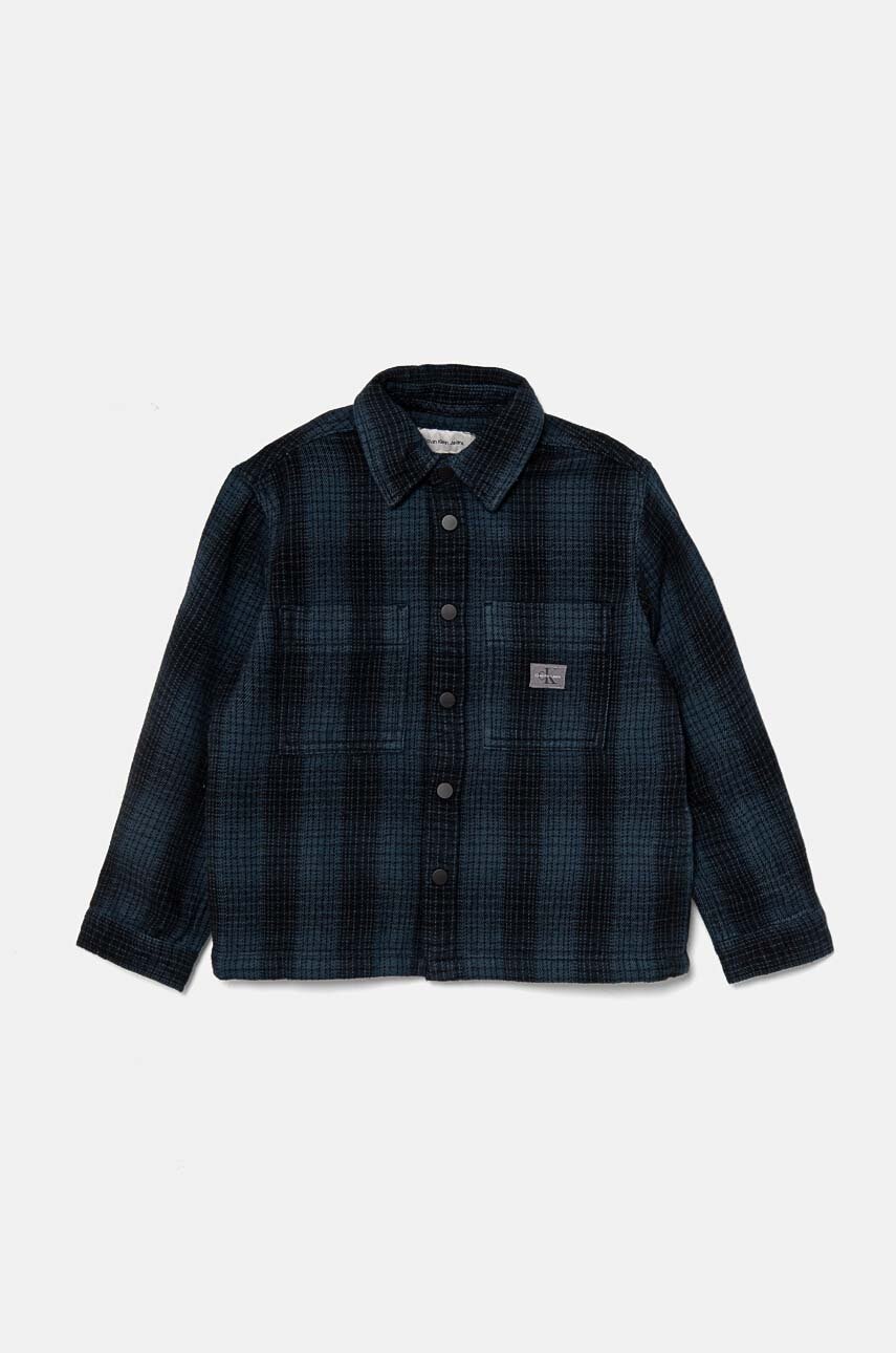 

Детска памучна риза Calvin Klein Jeans в синьо IB0IB02295, Син