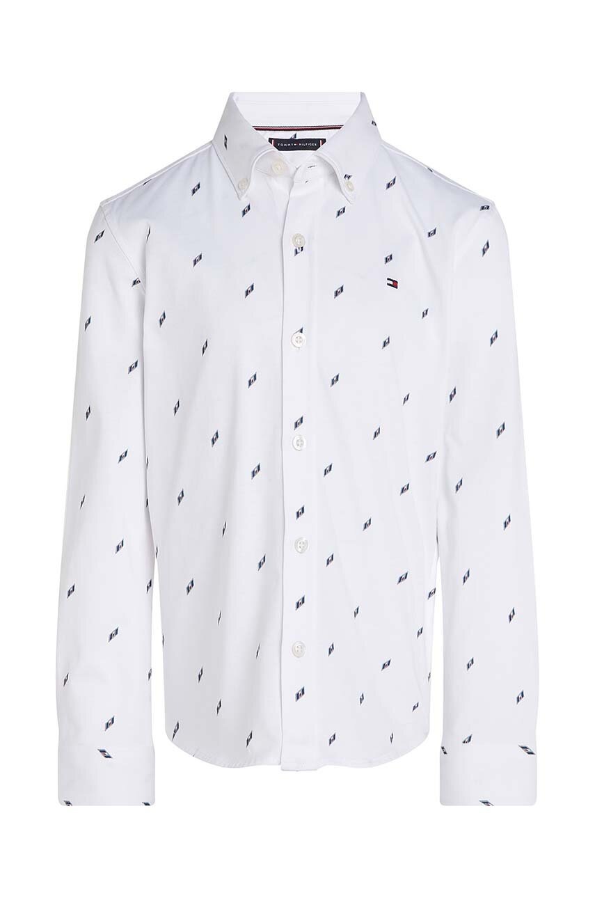 Детская хлопковая рубашка Tommy Hilfiger цвет белый KB0KB09267