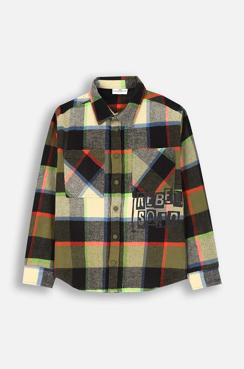 Coccodrillo camasa de bumbac pentru copii culoarea maro, GRUNGE SWAMP BOY JUNIOR
