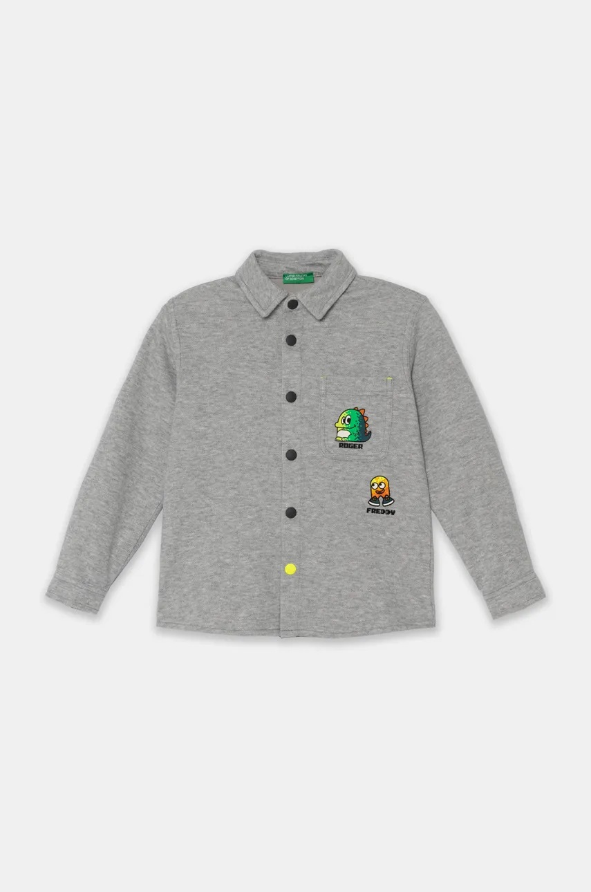 United Colors of Benetton camasa copii culoarea gri, 5LKLGQ02C