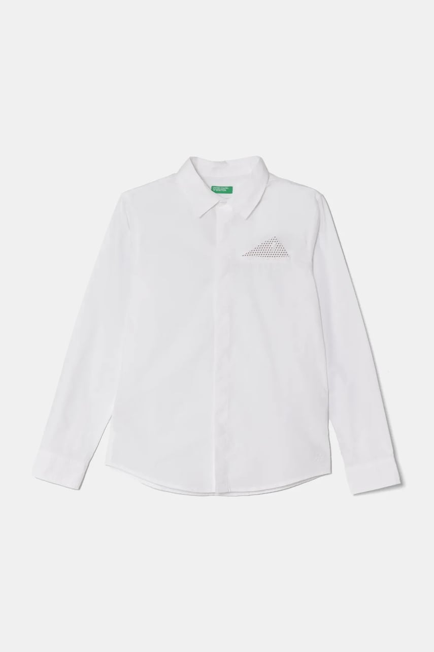 United Colors of Benetton cămașă de bumbac pentru copii culoarea alb, 59UXCQ03M United Colors of Benetton cămașă de bumbac pentru copii culoarea alb, 59UXCQ03M