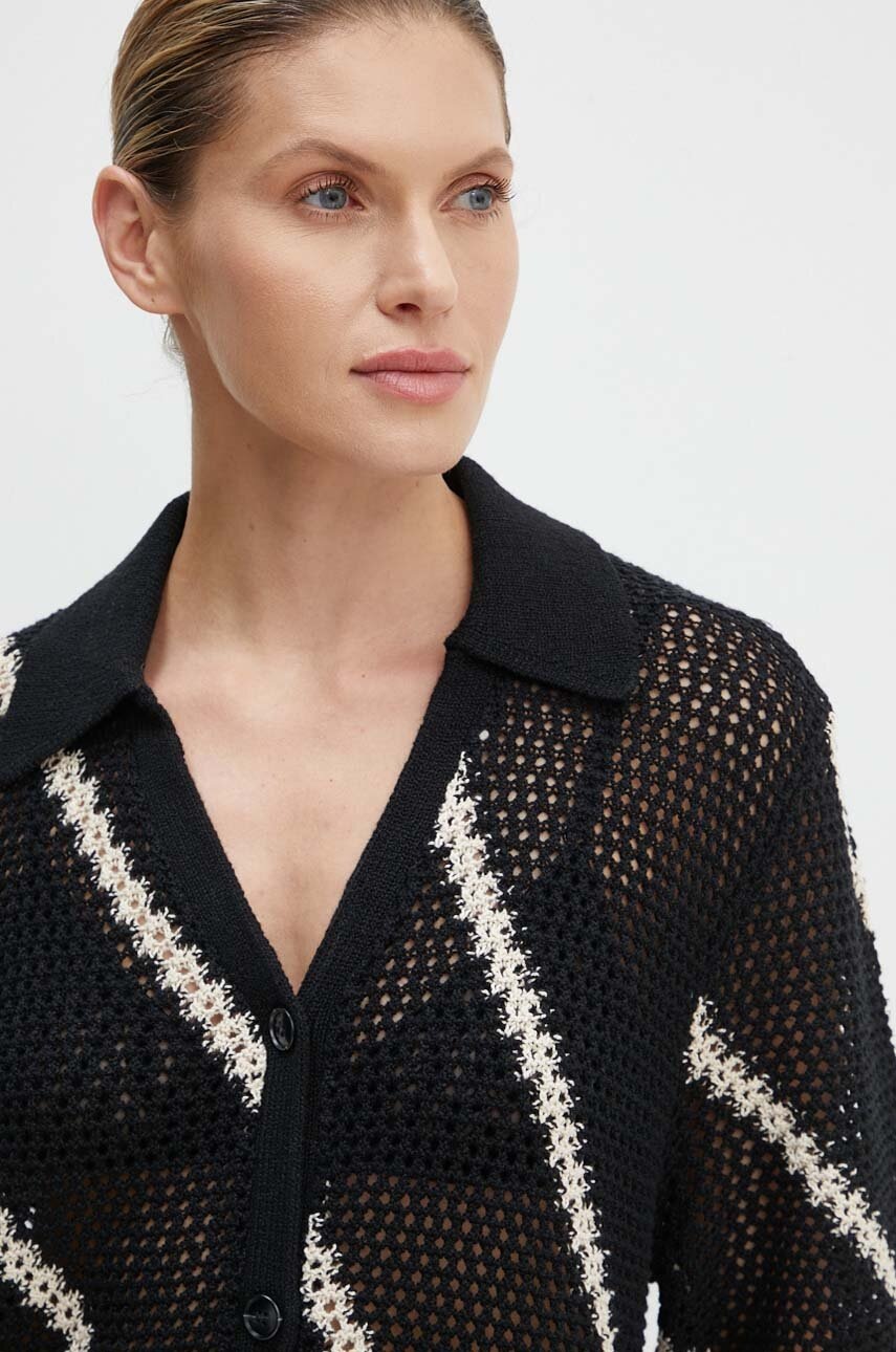 Βαμβακερή ζακέτα Samsoe Samsoe SAISHA χρώμα: μαύρο, F24200030 φωτογραφία