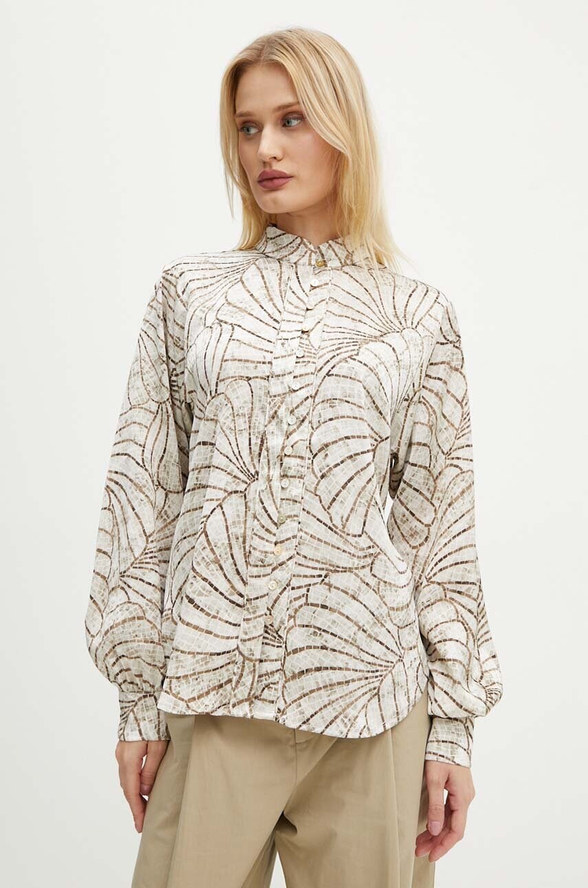 Bruuns Bazaar camasa AcaciaBBMeras shirt femei, culoarea bej, regular, BBW4179