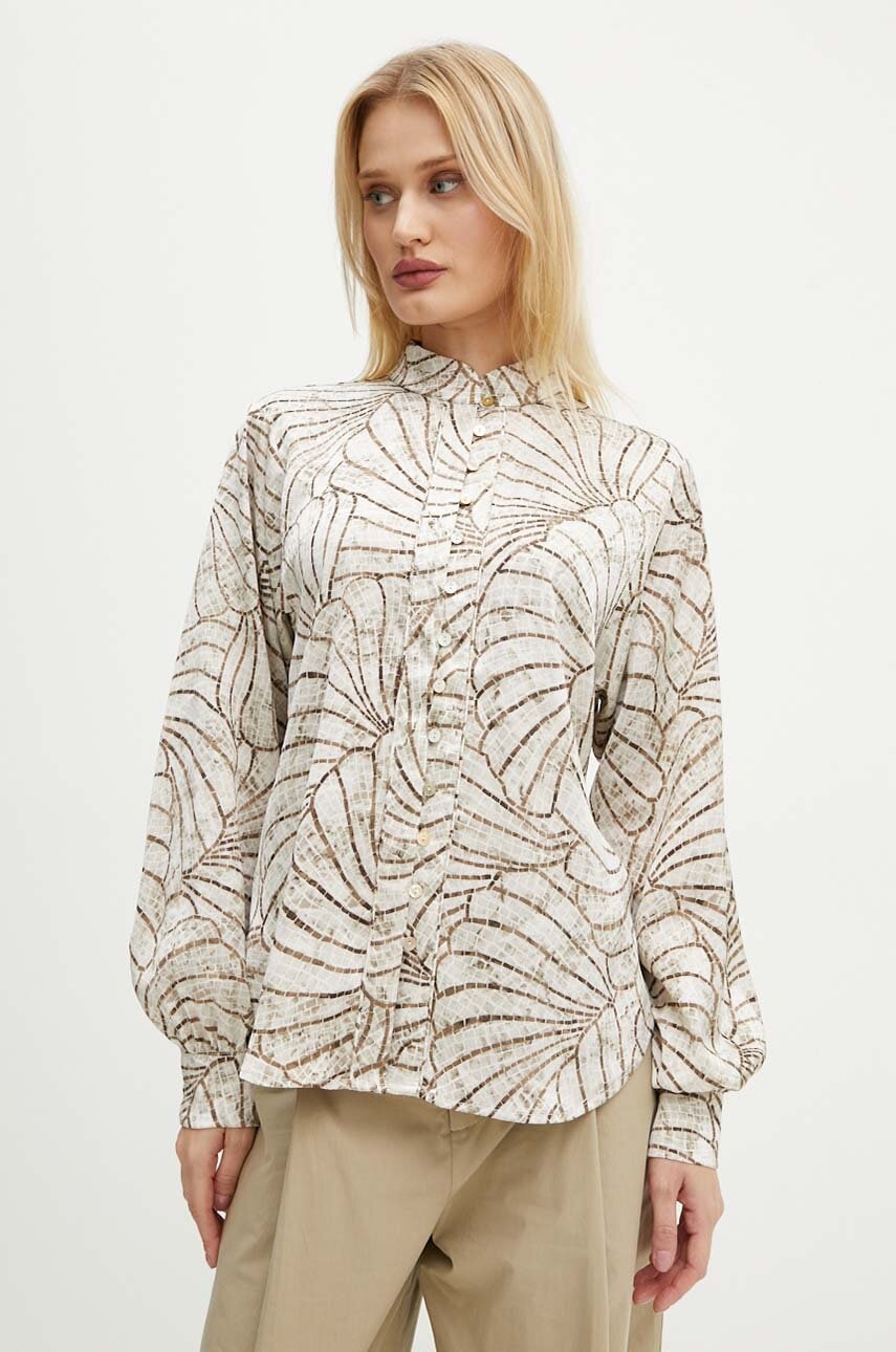 Bruuns Bazaar camasa AcaciaBBMeras shirt femei, culoarea bej, regular, BBW4179
