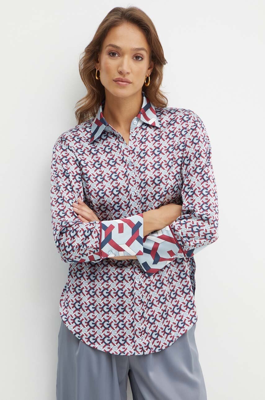

Риза Guess ALEXANDRA дамска в синьо със стандартна кройка с класическа яка W4YH47 WF1T2, Син