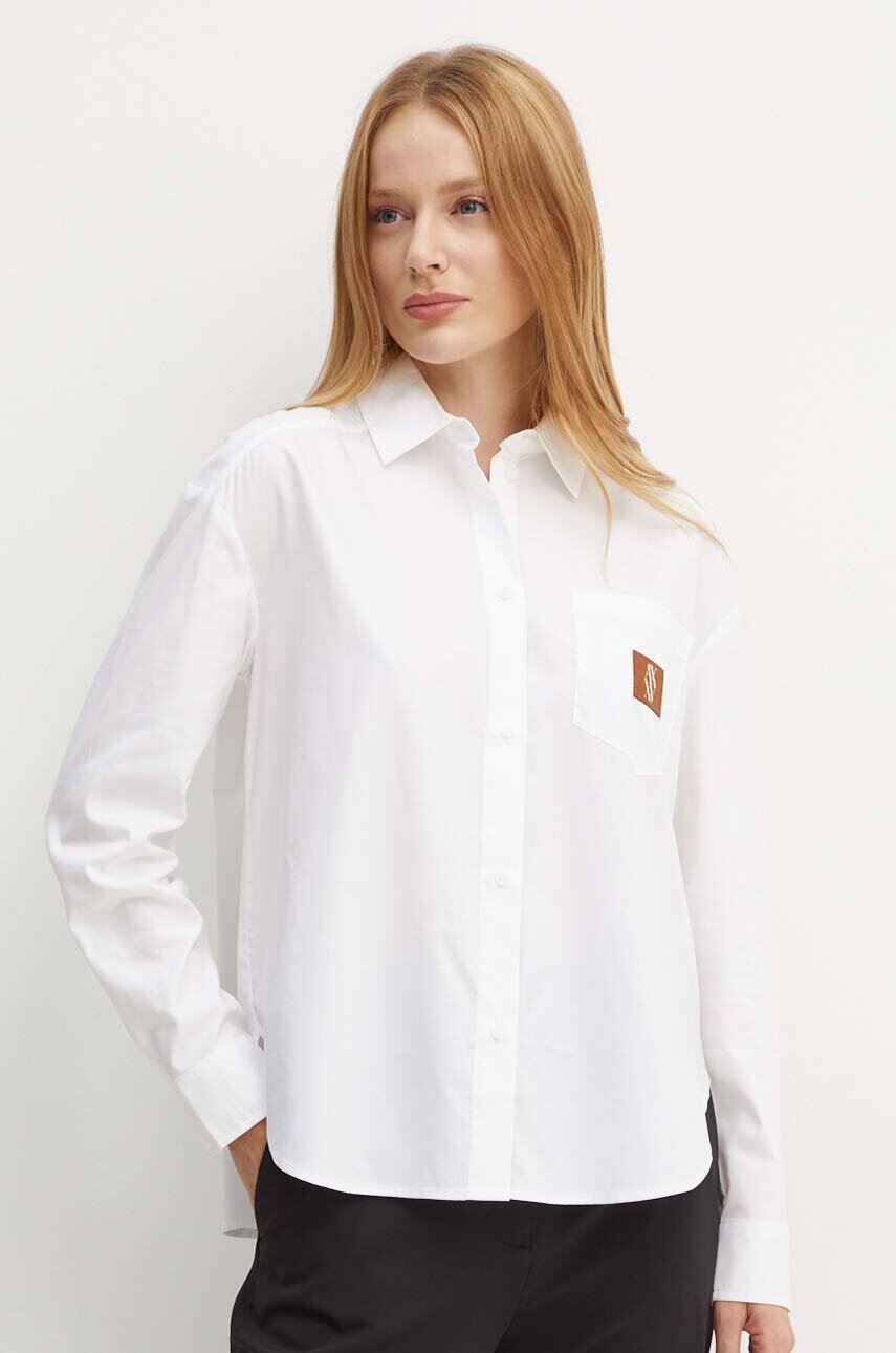 

Риза Armani Exchange дамска в бяло със свободна кройка с класическа яка 6DYC12 YN5UZ, Бял