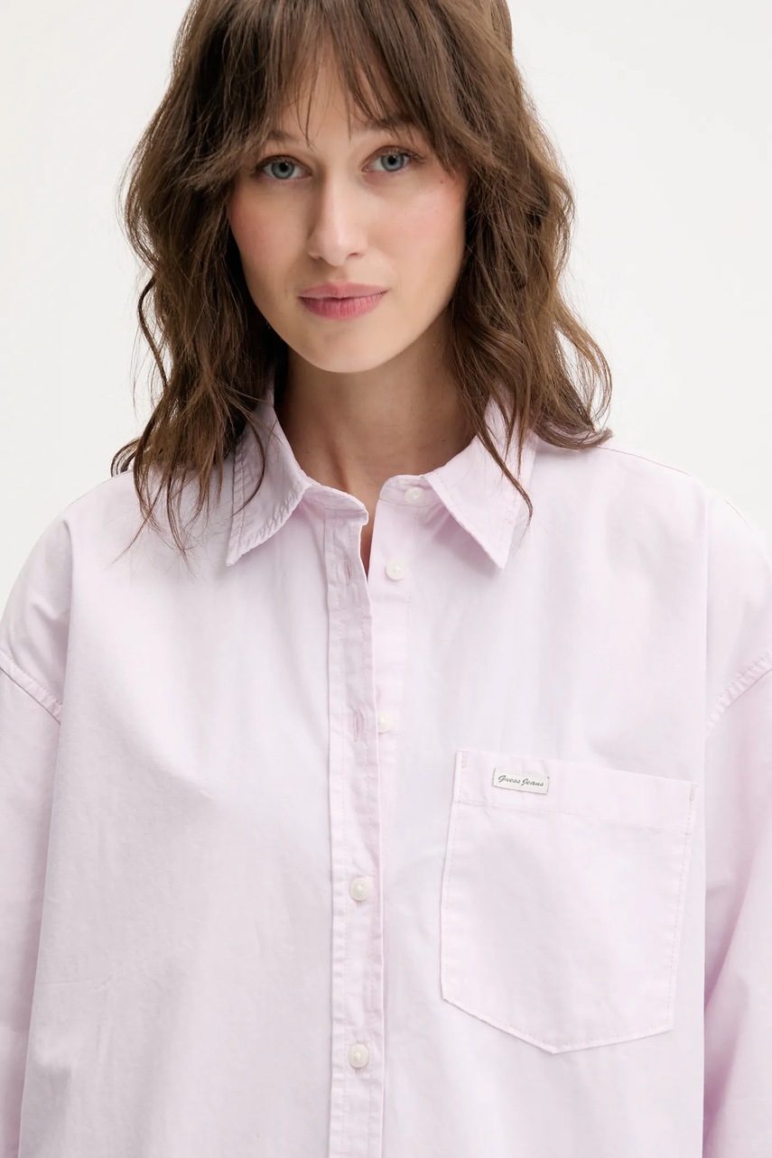 Βαμβακερό πουκάμισο Guess Jeans φωτογραφία