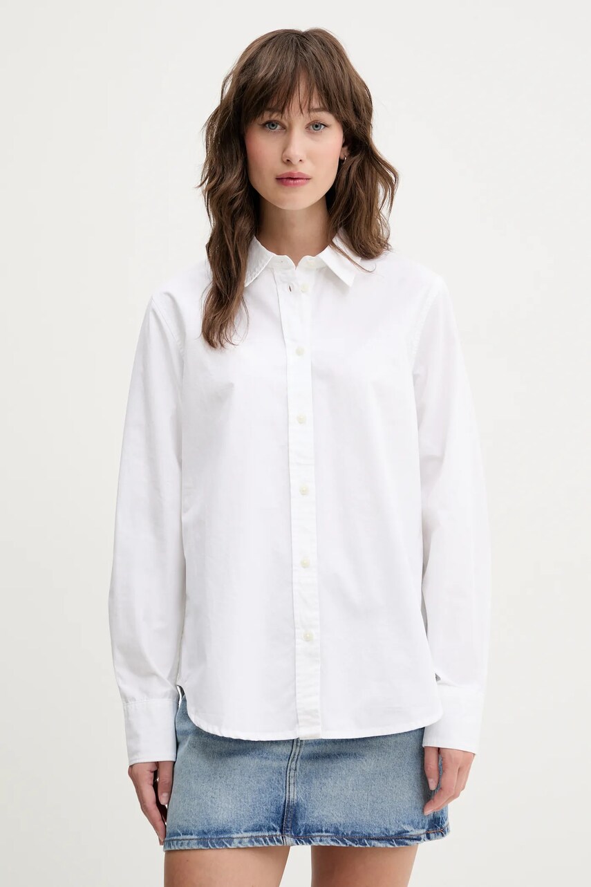 Levně Bavlněná košile Guess Jeans bílá barva, regular, s klasickým límcem, W4YH68 WGCF1