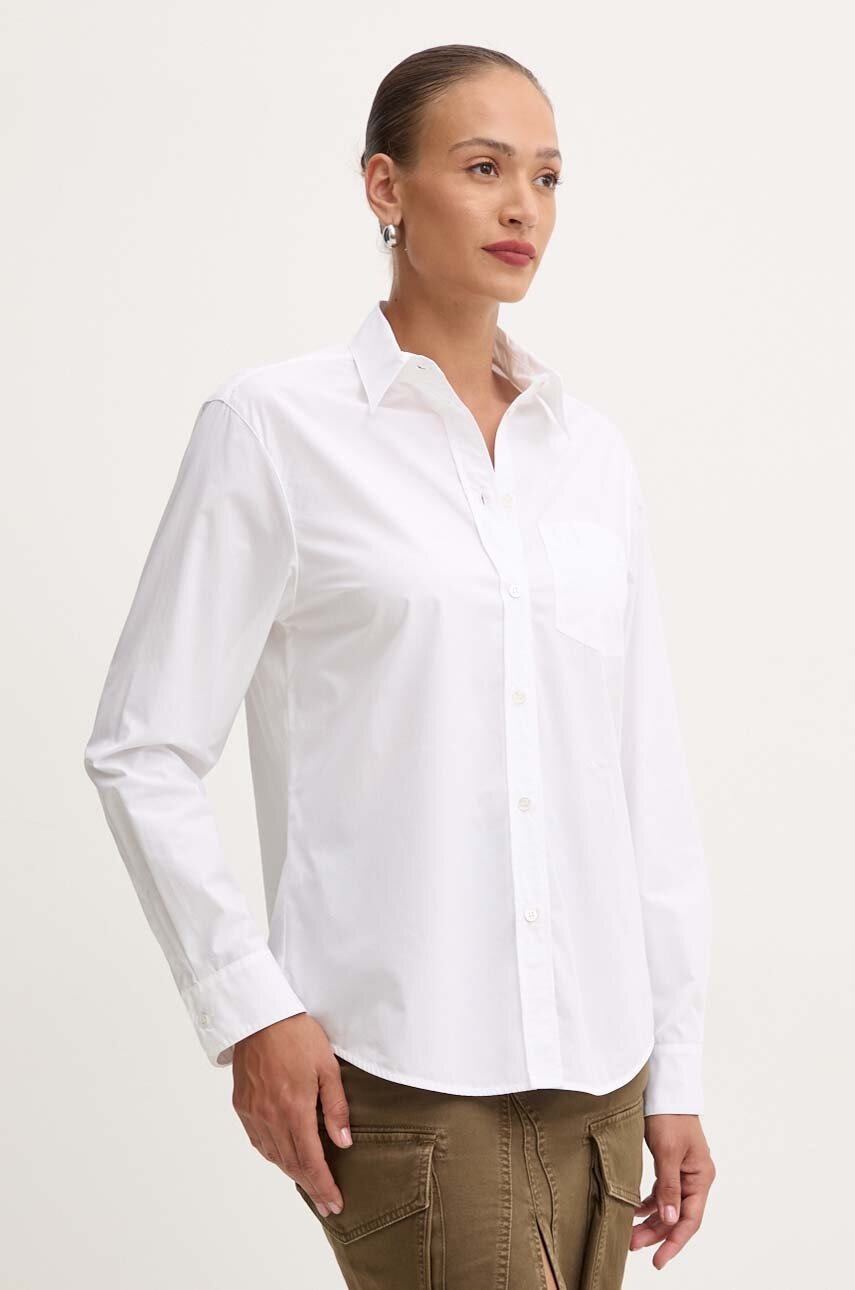 Бавовняна сорочка Pinko жіноча колір білий regular класичний комір 103708 A1XZ 