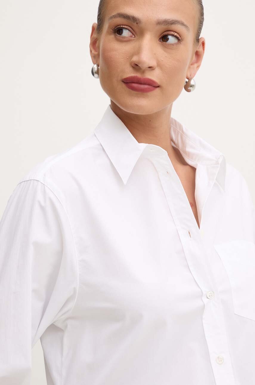 Бавовняна сорочка Pinko жіноча колір білий regular класичний комір 103708 A1XZ 