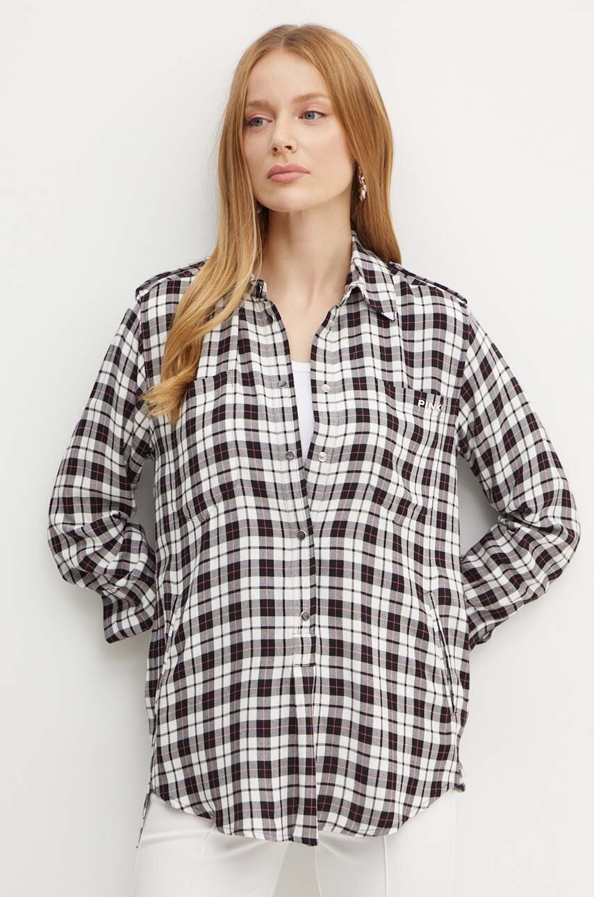 

Блуза Pinko в черно на каре 103900 A21N, Черен