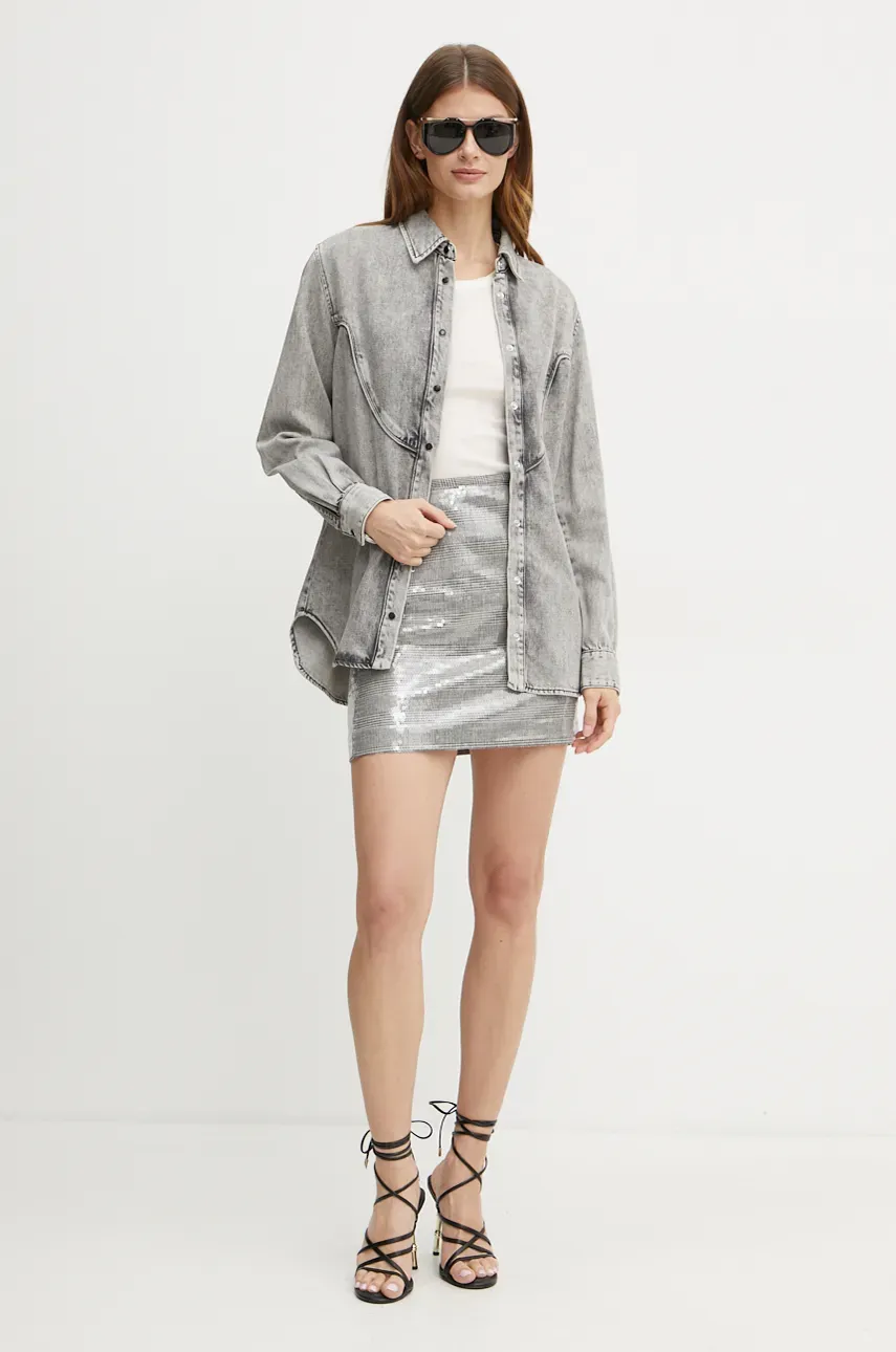 Рубашка Pinko женская цвет серый regular классический воротник 103927 A210 Рубашка Pinko женская цвет серый regular классический воротник 103927 A210