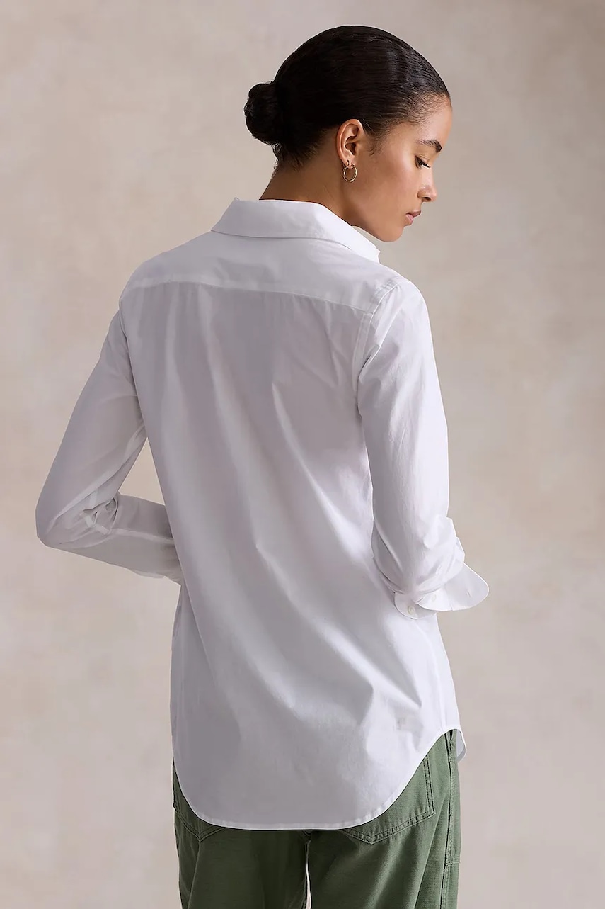 Рубашка Polo Ralph Lauren женская цвет белый regular классический воротник 211941509 Рубашка Polo Ralph Lauren женская цвет белый regular классический воротник 211941509