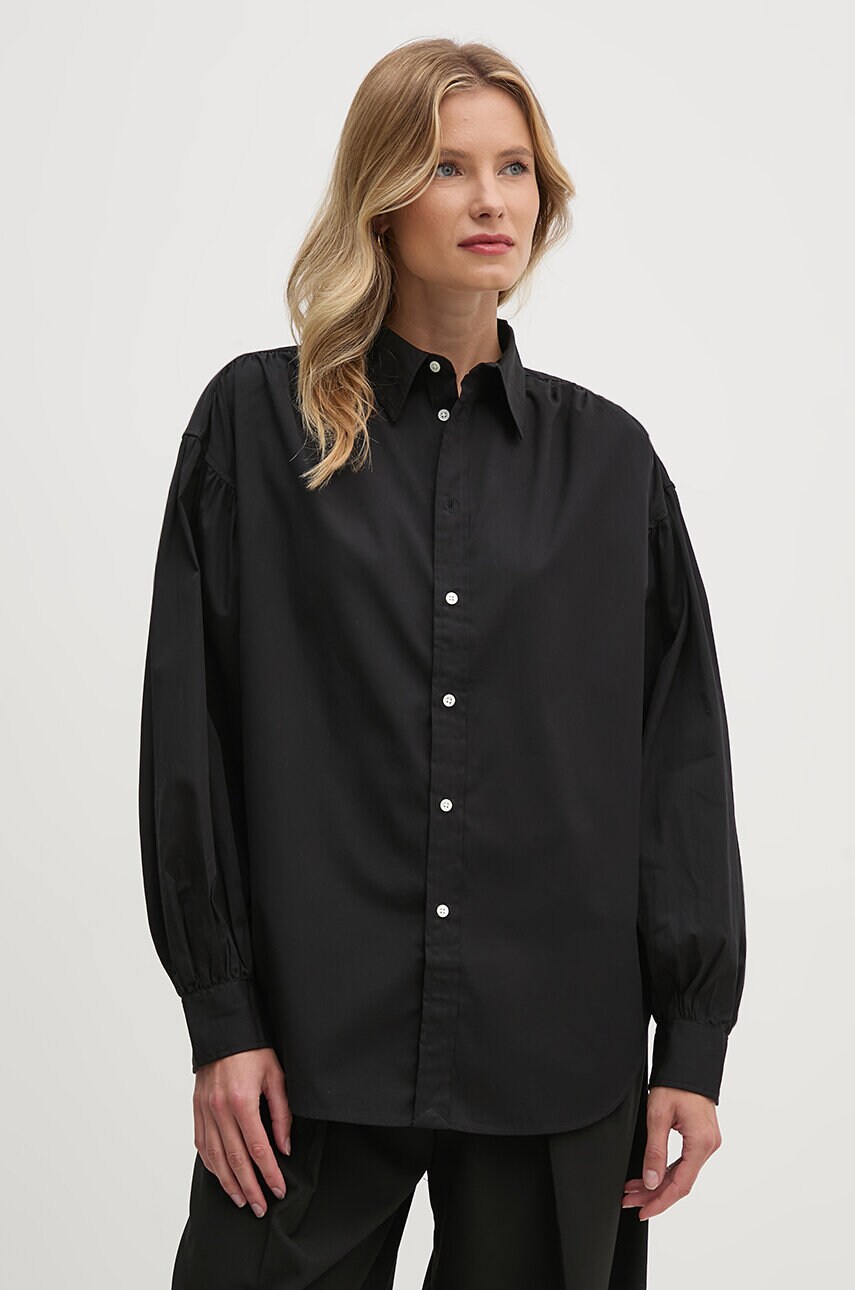 Levně Bavlněná košile Polo Ralph Lauren černá barva, relaxed, s klasickým límcem, 211941512