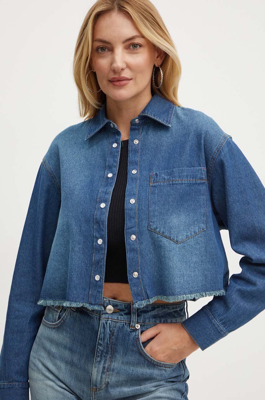 MAX&Co. camasa jeans femei, cu guler clasic, relaxed, 2426116021200