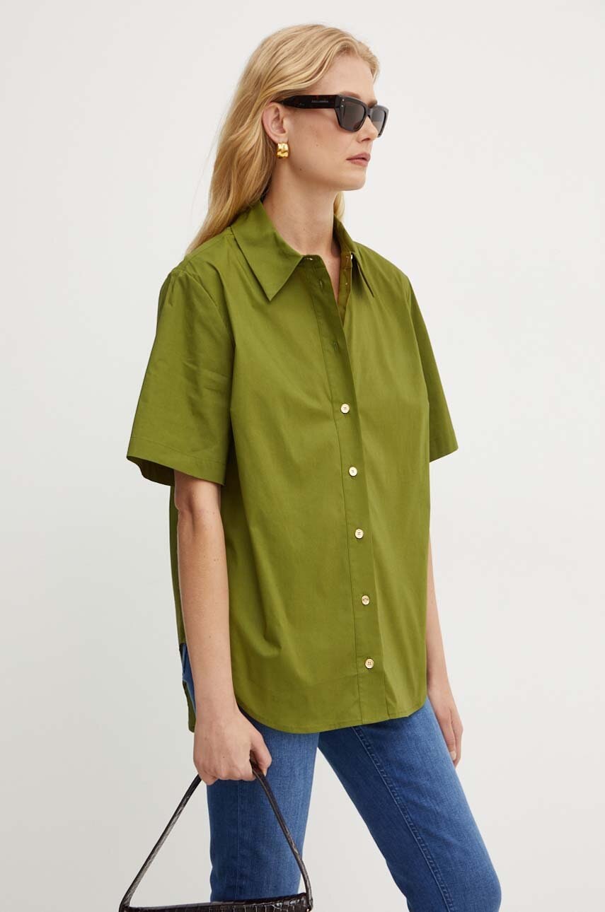 MICHAEL Michael Kors camasa femei, culoarea verde, cu guler clasic, regular, MT440MBF4C MICHAEL Michael Kors camasa femei, culoarea verde, cu guler clasic, regular, MT440MBF4C