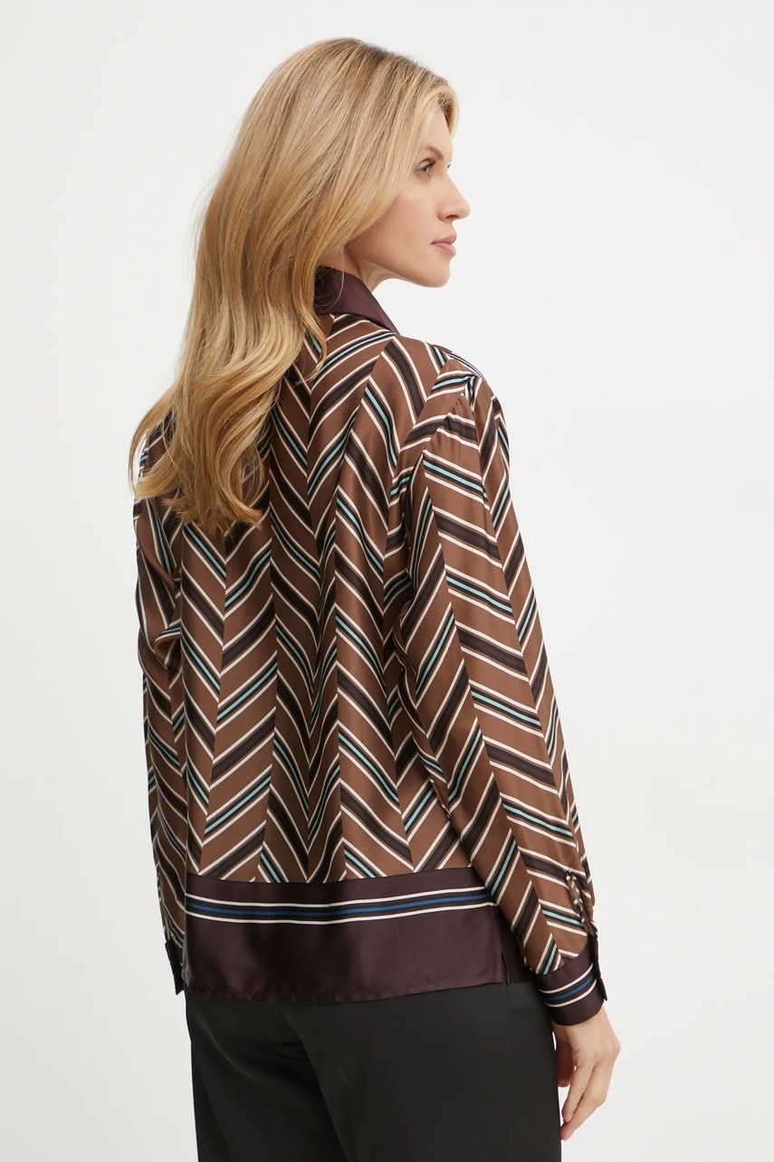 Μεταξωτό πουκάμισο Luisa Spagnoli LIQUIRIZIA χρώμα: καφέ, 541465 φωτογραφία