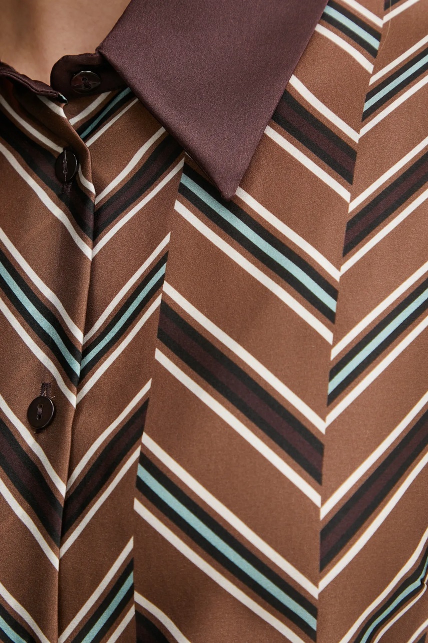 Μεταξωτό πουκάμισο Luisa Spagnoli LIQUIRIZIA χρώμα: καφέ, 541465 φωτογραφία