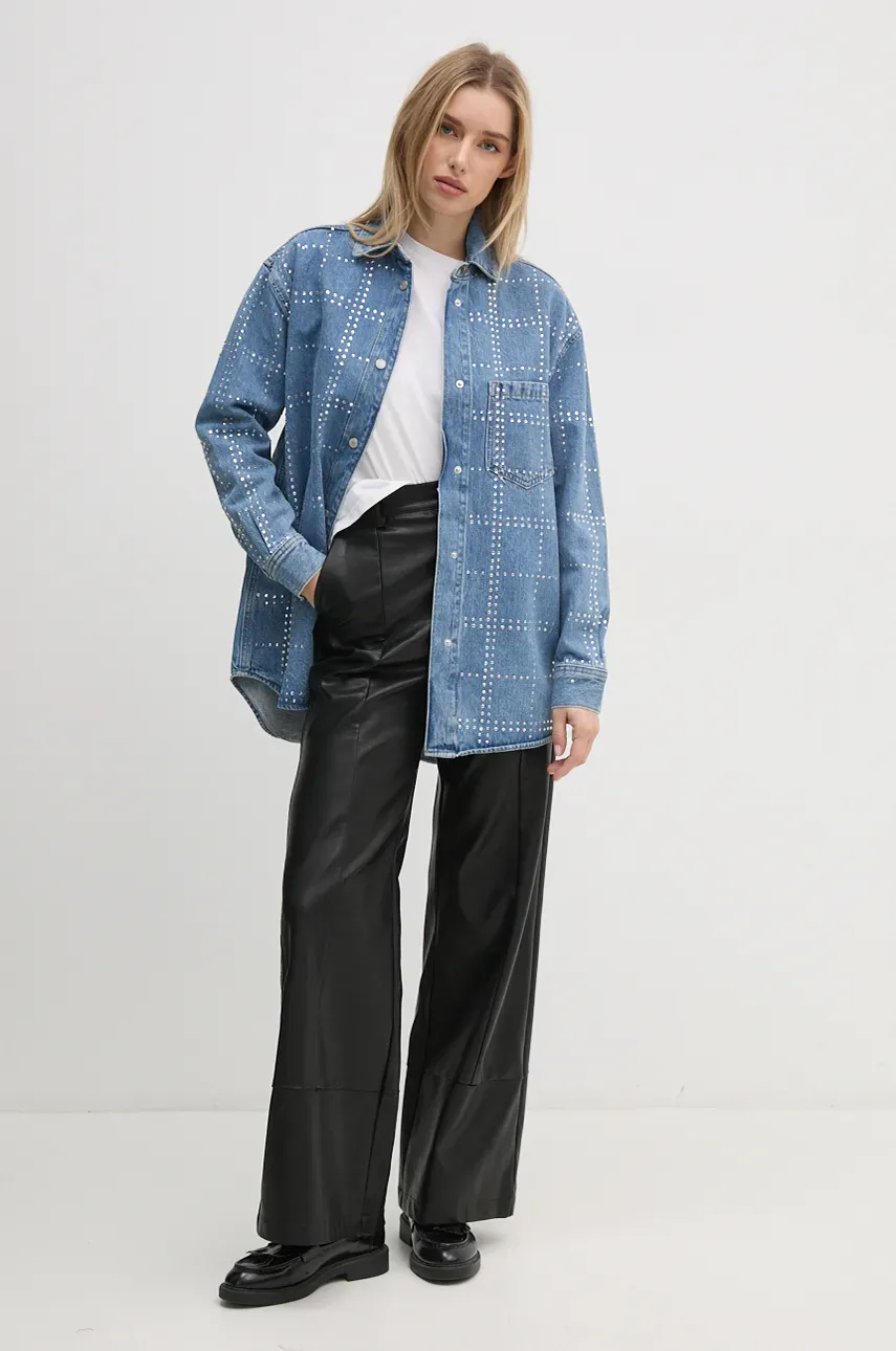 Рубашка Pepe Jeans OVERSHIRT GLITTER женская regular классический воротник PL304958 Рубашка Pepe Jeans OVERSHIRT GLITTER женская regular классический воротник PL304958