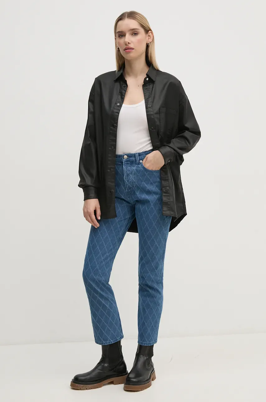Рубашка Pepe Jeans OVERSHIRT женская цвет чёрный relaxed классический воротник PL304963XM5 Рубашка Pepe Jeans OVERSHIRT женская цвет чёрный relaxed классический воротник PL304963XM5