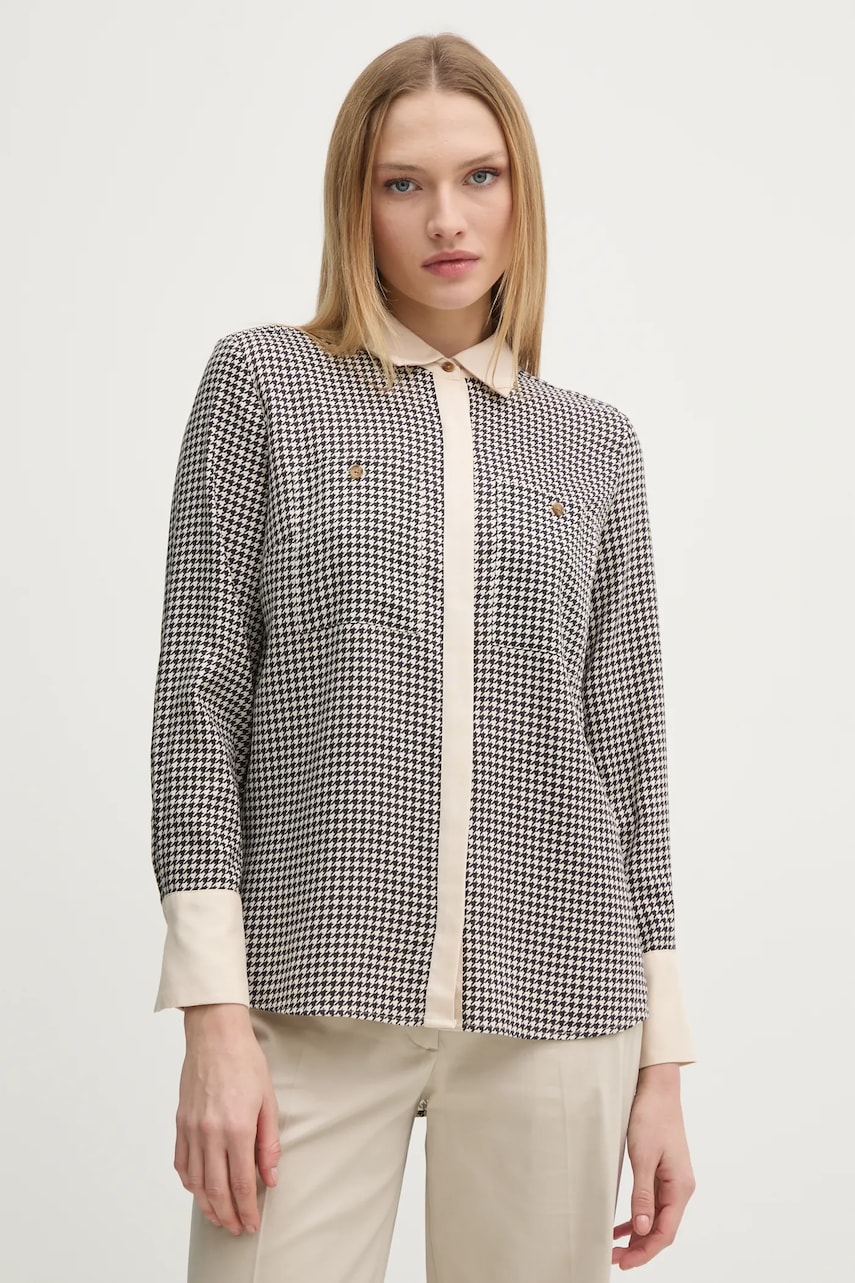 Barbour camasa femei, culoarea bej, cu guler clasic, regular, LSH1627 Barbour camasa femei, culoarea bej, cu guler clasic, regular, LSH1627