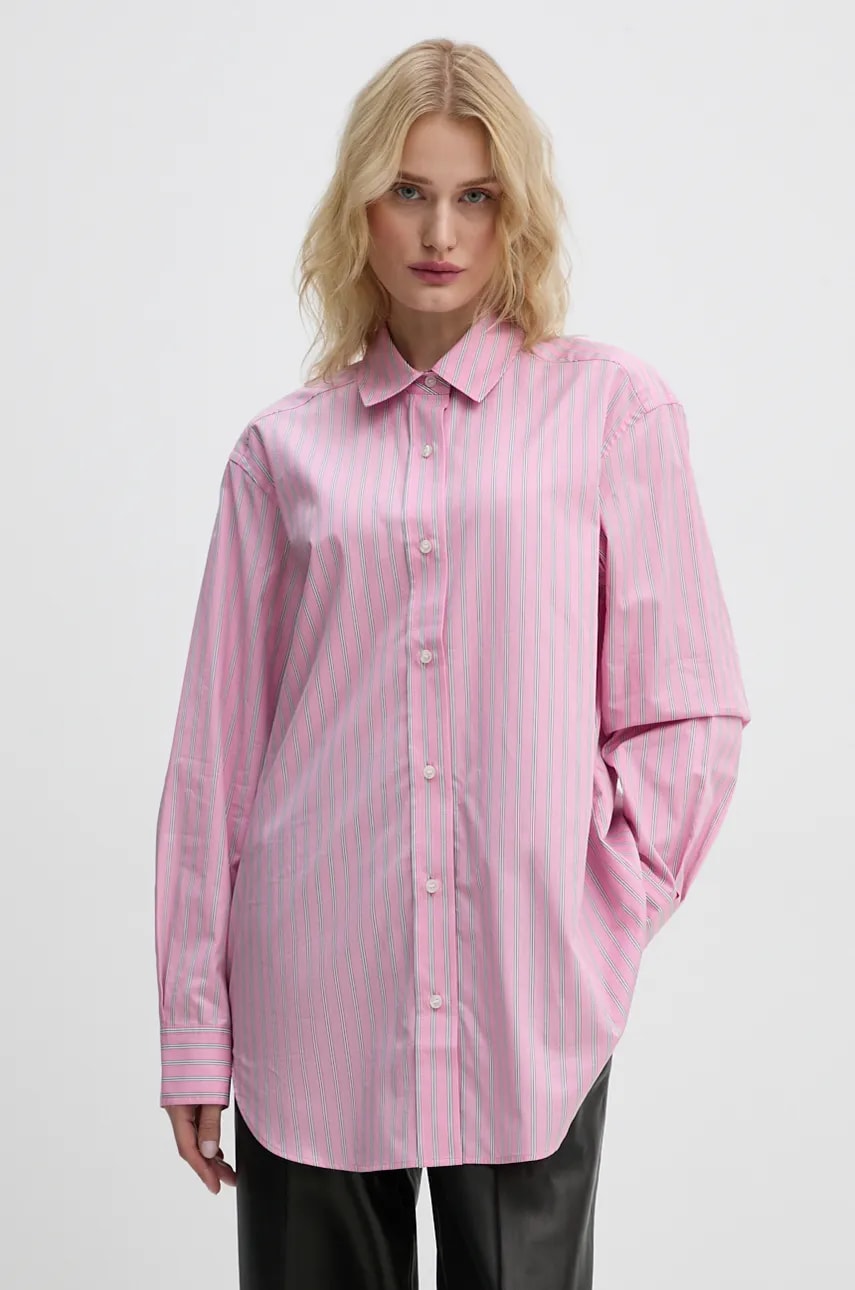 Samsoe Samsoe camasa din bumbac SALOVA femei, culoarea roz, cu guler clasic, relaxed, F24300064 Samsoe Samsoe camasa din bumbac SALOVA femei, culoarea roz, cu guler clasic, relaxed, F24300064