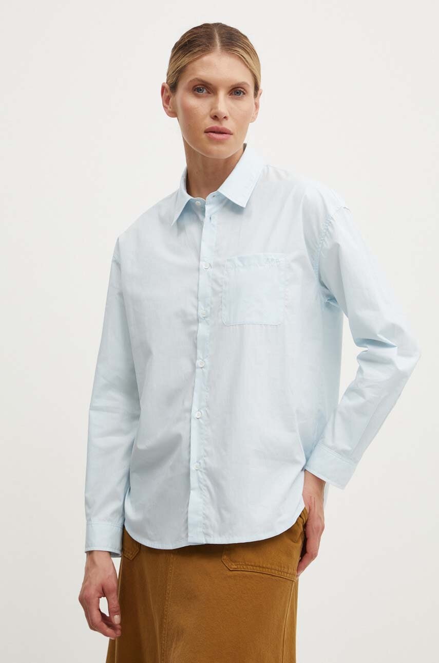 A.P.C. camasa din bumbac chemise boyfriend brodee femei, cu guler clasic, relaxed, COEVD.F12550