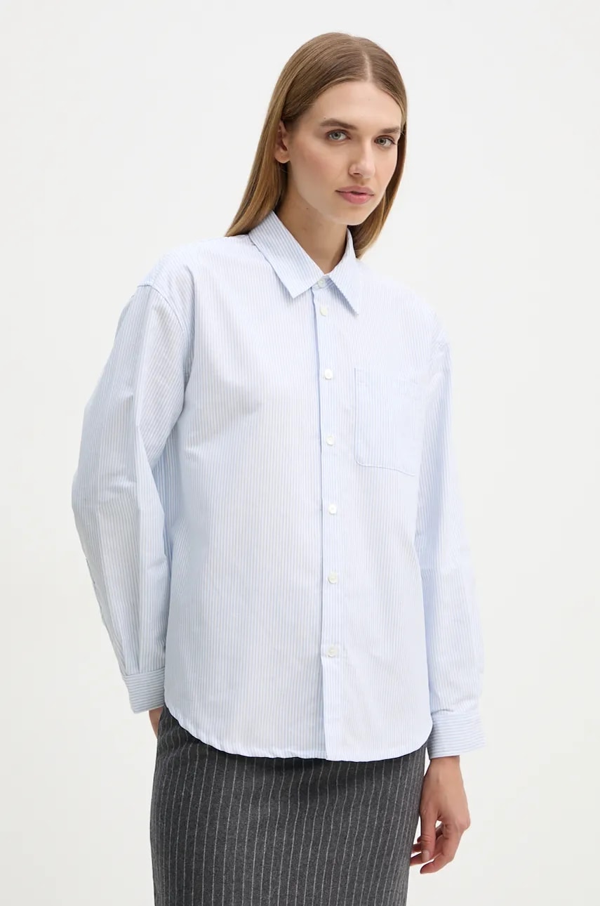 A.P.C. cămașă din bumbac chemise boyfriend logo femei, cu guler clasic, relaxed, COGUH.F12550 A.P.C. cămașă din bumbac chemise boyfriend logo femei, cu guler clasic, relaxed, COGUH.F12550