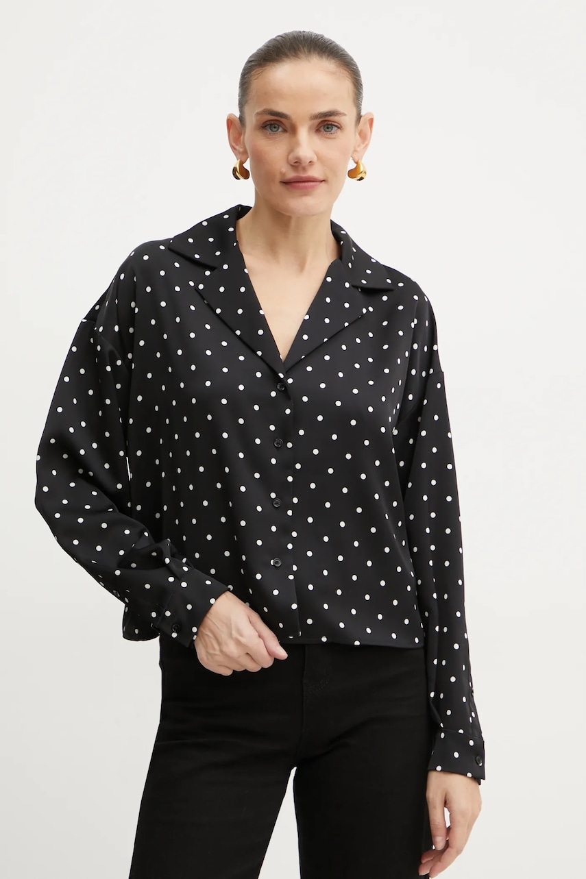 MAX&Co. camasa femei, culoarea negru, cu guler clasic, relaxed, 2426116013200 MAX&Co. camasa femei, culoarea negru, cu guler clasic, relaxed, 2426116013200