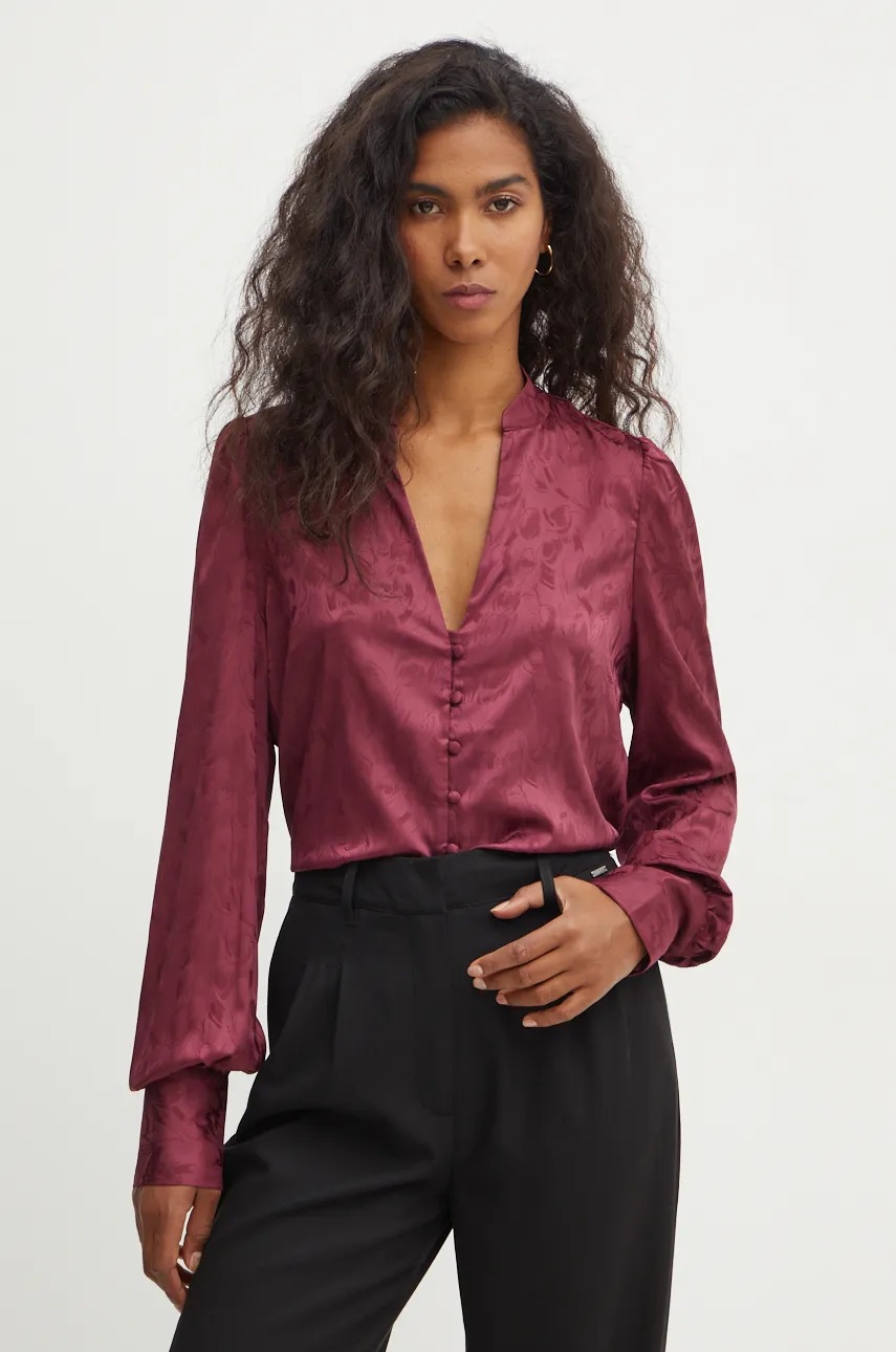 

Риза Guess RITA дамска в бордо със стандартна кройка W4BH66 WGLK2