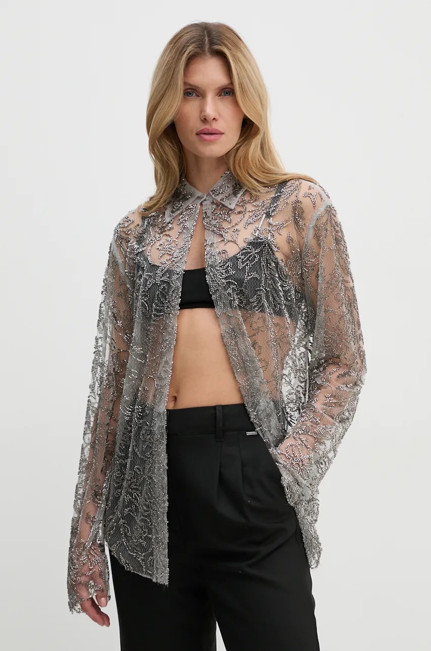 Πουκάμισο Remain 0 χρώμα: ασημί, 502206 φωτογραφία