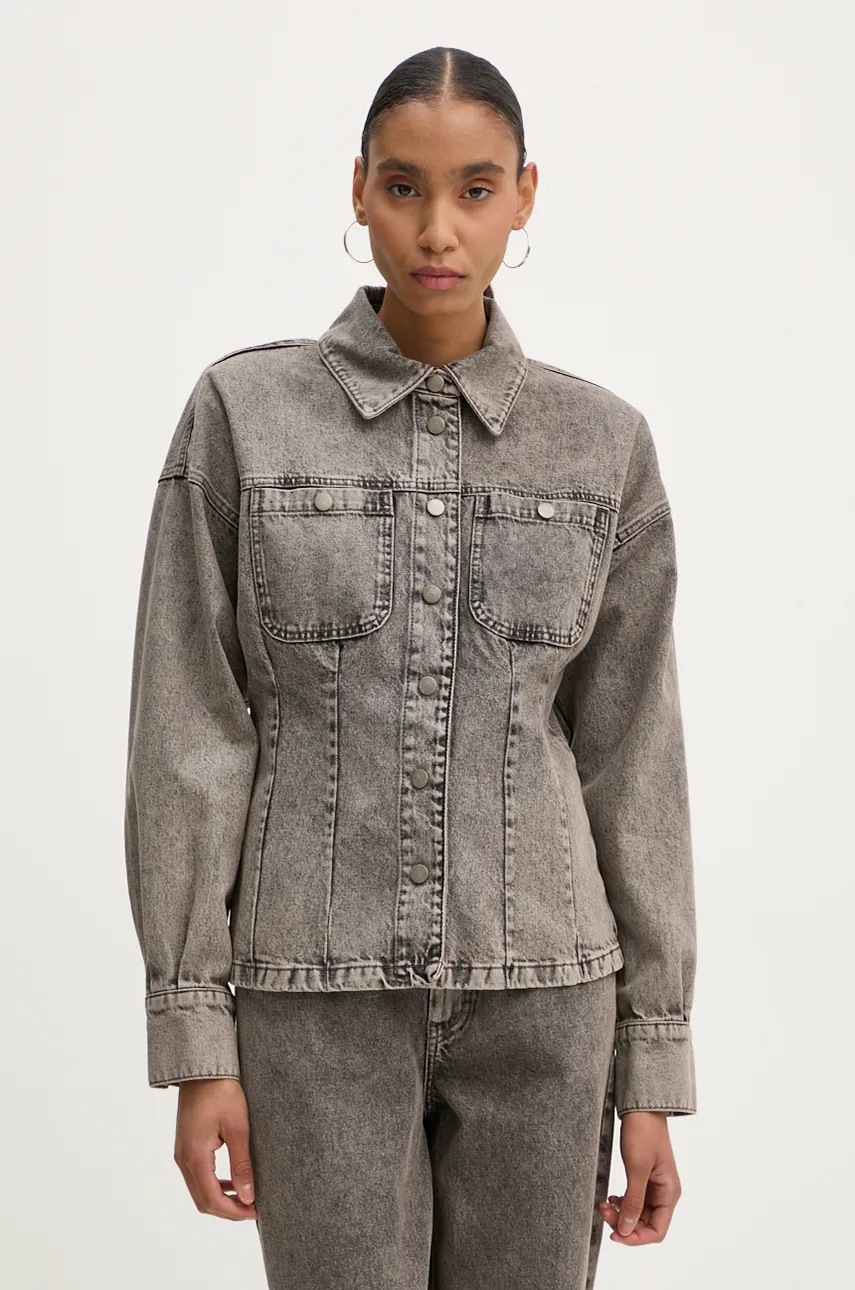 Τζιν πουκάμισο Gestuz χρώμα: γκρι, 10909476 φωτογραφία