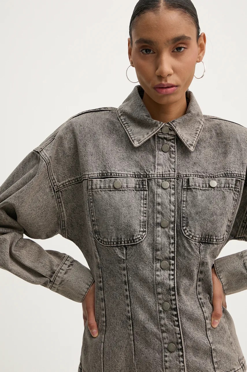 Τζιν πουκάμισο Gestuz χρώμα: γκρι, 10909476 φωτογραφία