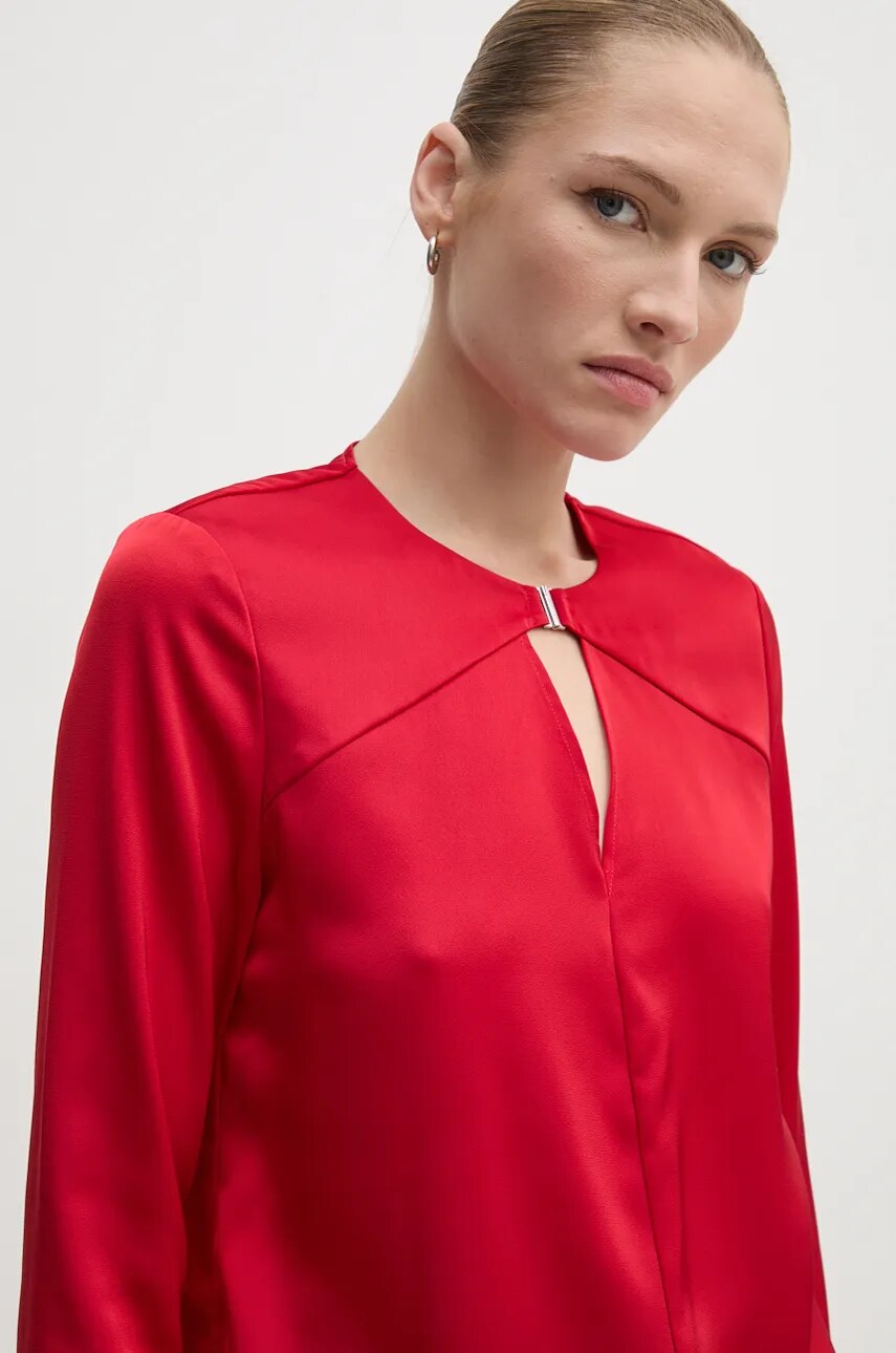 Levně Halenka Calvin Klein dámská, červená barva, hladká, K20K207650