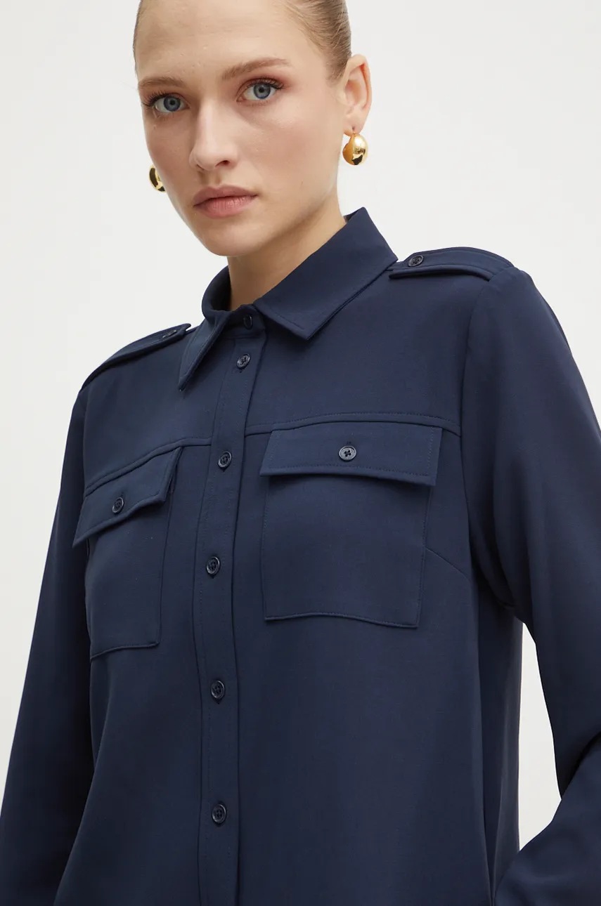 Сорочка MICHAEL Michael Kors жіноча колір синій regular класичний комір MF4400CENX 