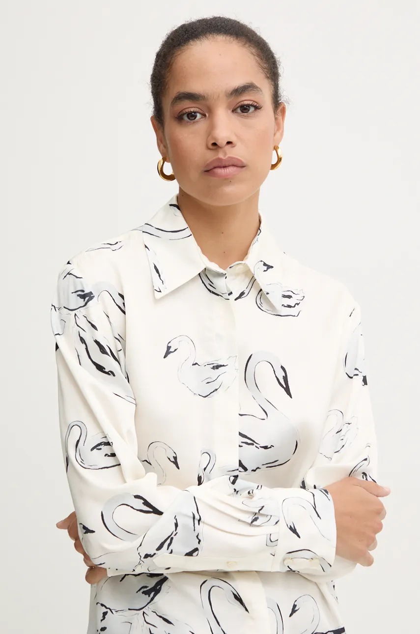 Сорочка MSGM жіноча колір бежевий regular класичний комір 3742MDE18A.247853 