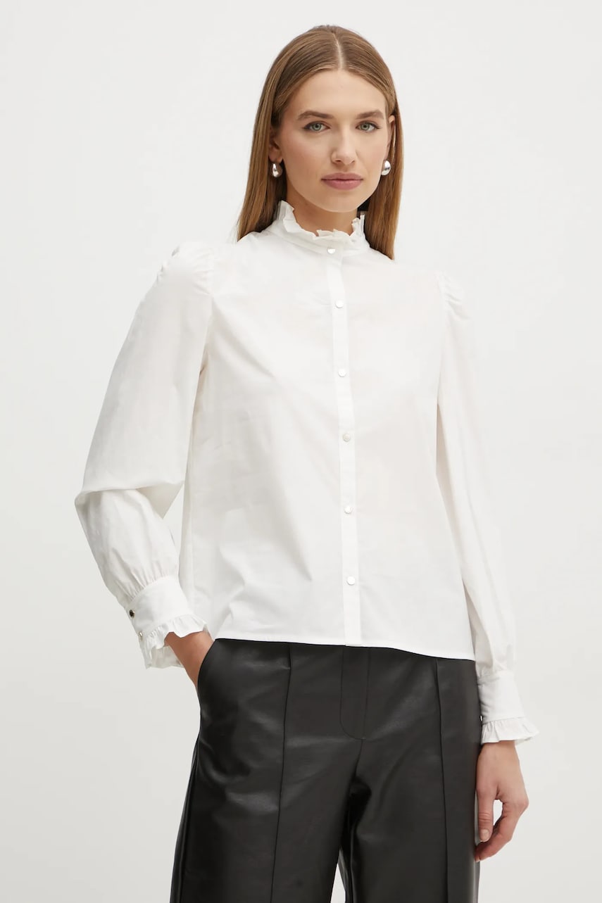 Morgan camasa CHLOE.F femei, culoarea alb, cu guler stand-up, regular, CHLOE.F Morgan camasa CHLOE.F femei, culoarea alb, cu guler stand-up, regular, CHLOE.F