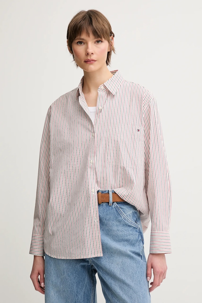 Levně Bavlněná košile Tommy Hilfiger žlutá barva, regular, s klasickým límcem