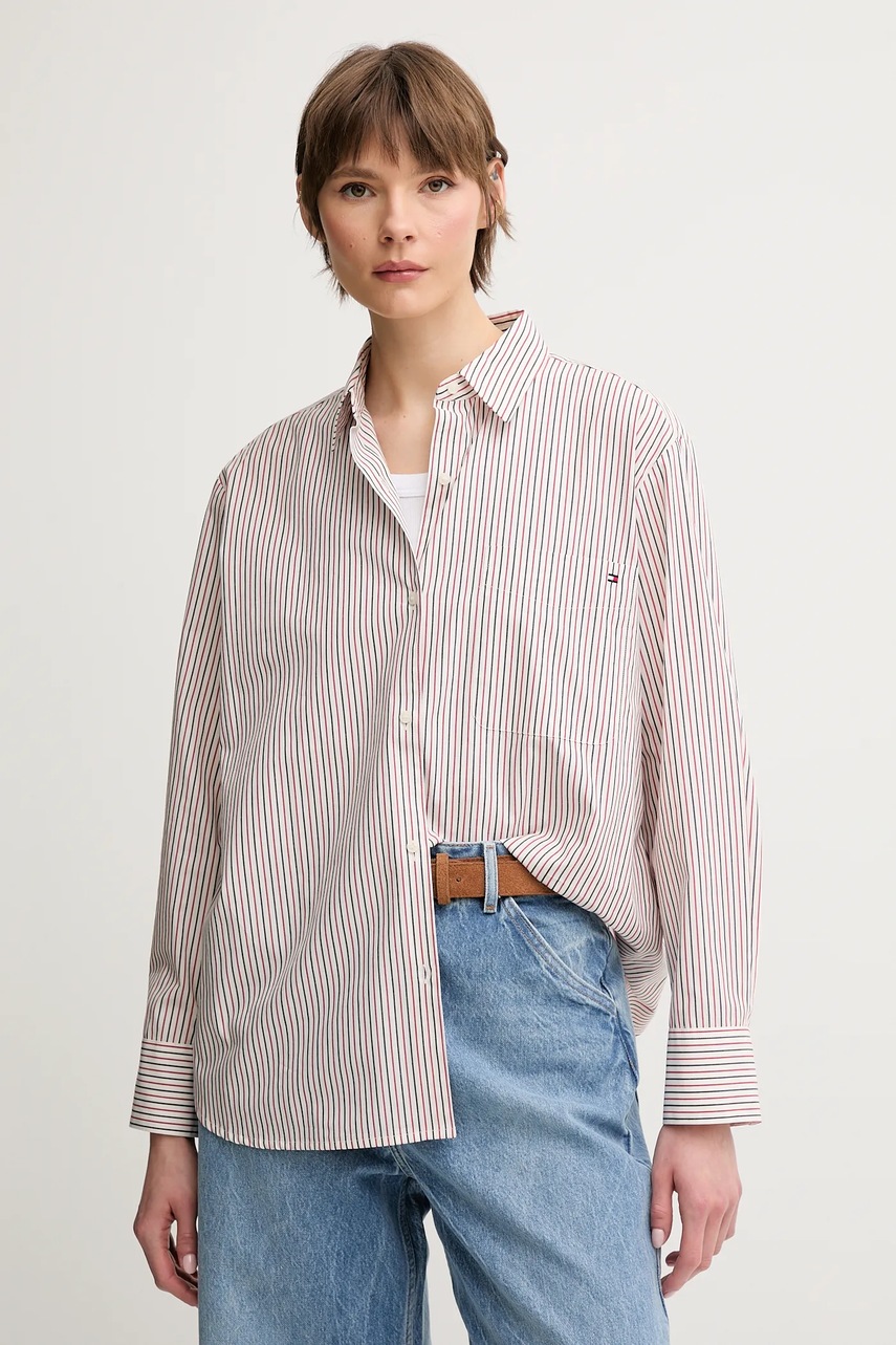 Levně Bavlněná košile Tommy Hilfiger žlutá barva, regular, s klasickým límcem