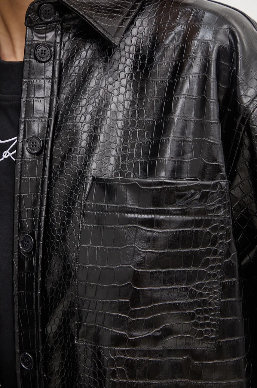 Сорочка Karl Lagerfeld жіноча колір чорний regular класичний комір 246W1613 