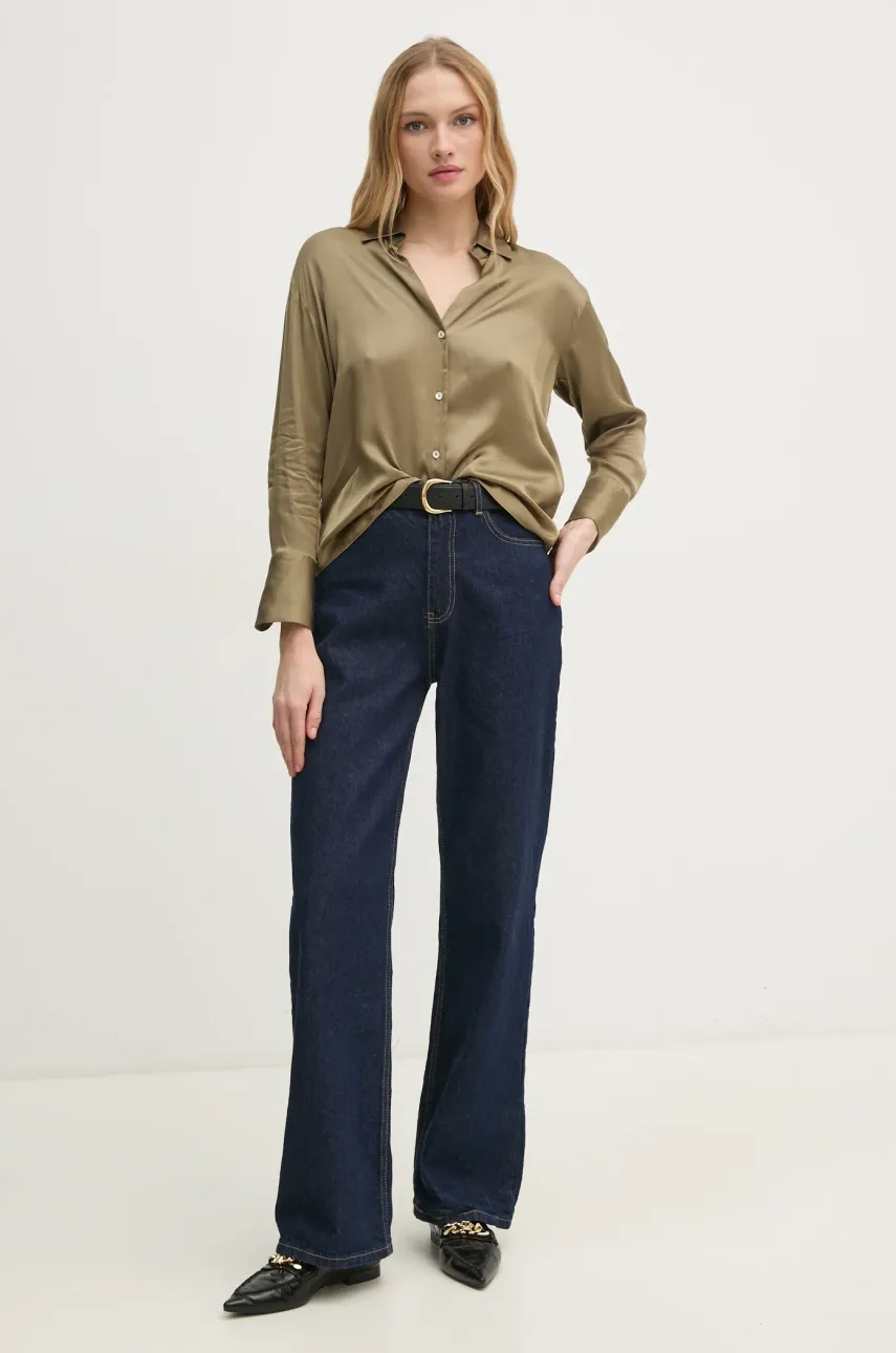 Рубашка Pedro del Hierro женская цвет зелёный regular классический воротник 6638204 Рубашка Pedro del Hierro женская цвет зелёный regular классический воротник 6638204