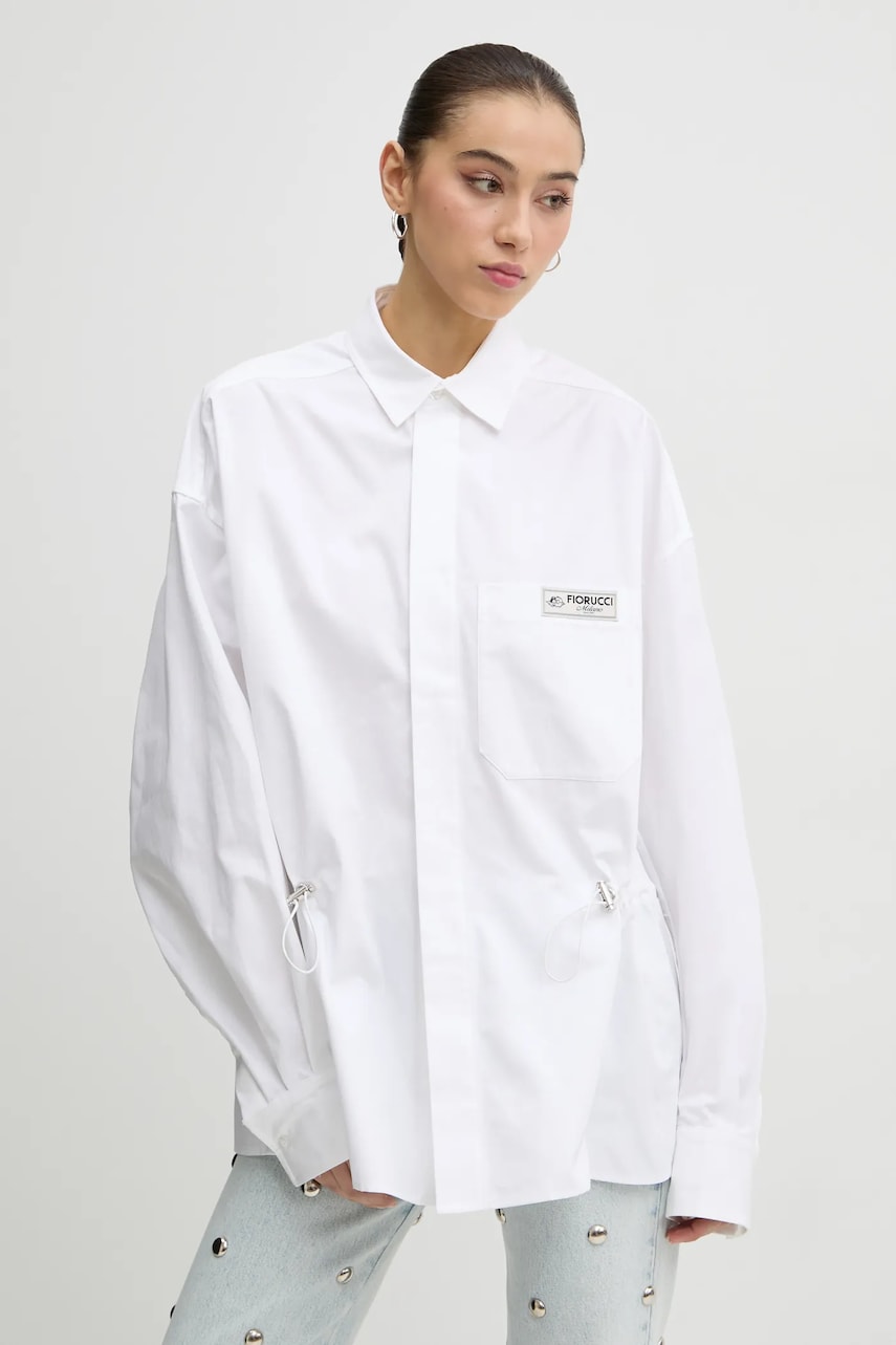 Fiorucci camasa din bumbac femei, culoarea alb, cu guler clasic, relaxed, U01FMTLO230CO02WH01 Fiorucci camasa din bumbac femei, culoarea alb, cu guler clasic, relaxed, U01FMTLO230CO02WH01