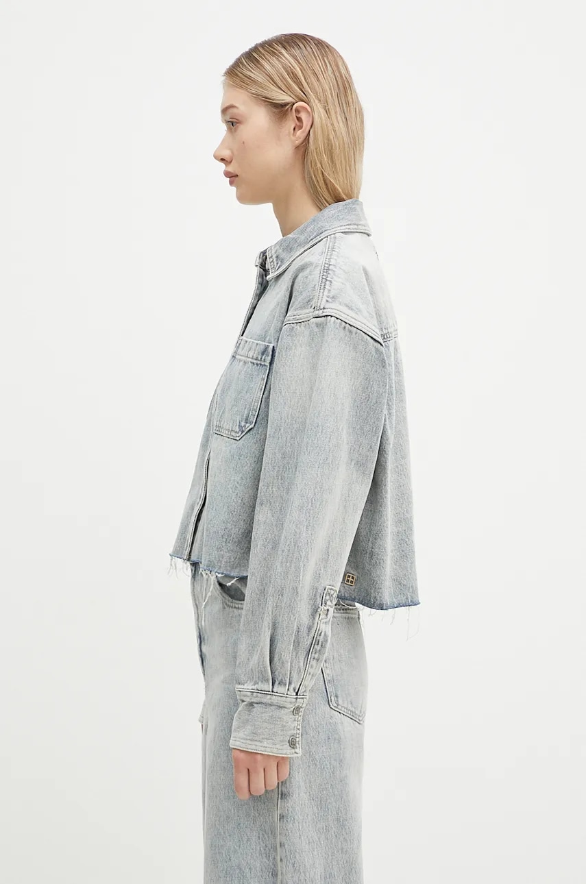 Джинсовая куртка KSUBI Cutaway Longsleeve Shirt Worn женская переходная oversize WPF24SH001 Джинсовая куртка KSUBI Cutaway Longsleeve Shirt Worn женская переходная oversize WPF24SH001