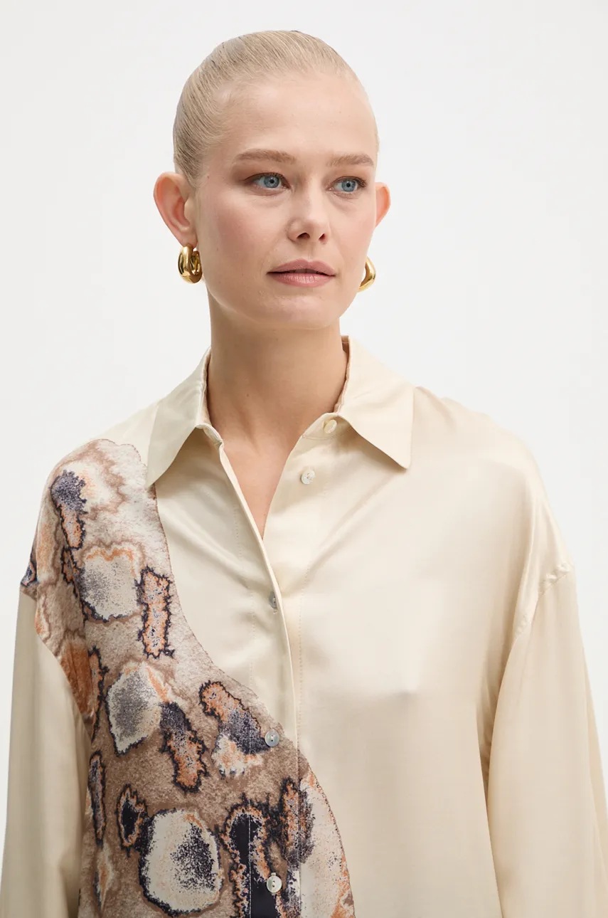 Μεταξωτό πουκάμισο AERON χρώμα: μπεζ, SH162507 φωτογραφία