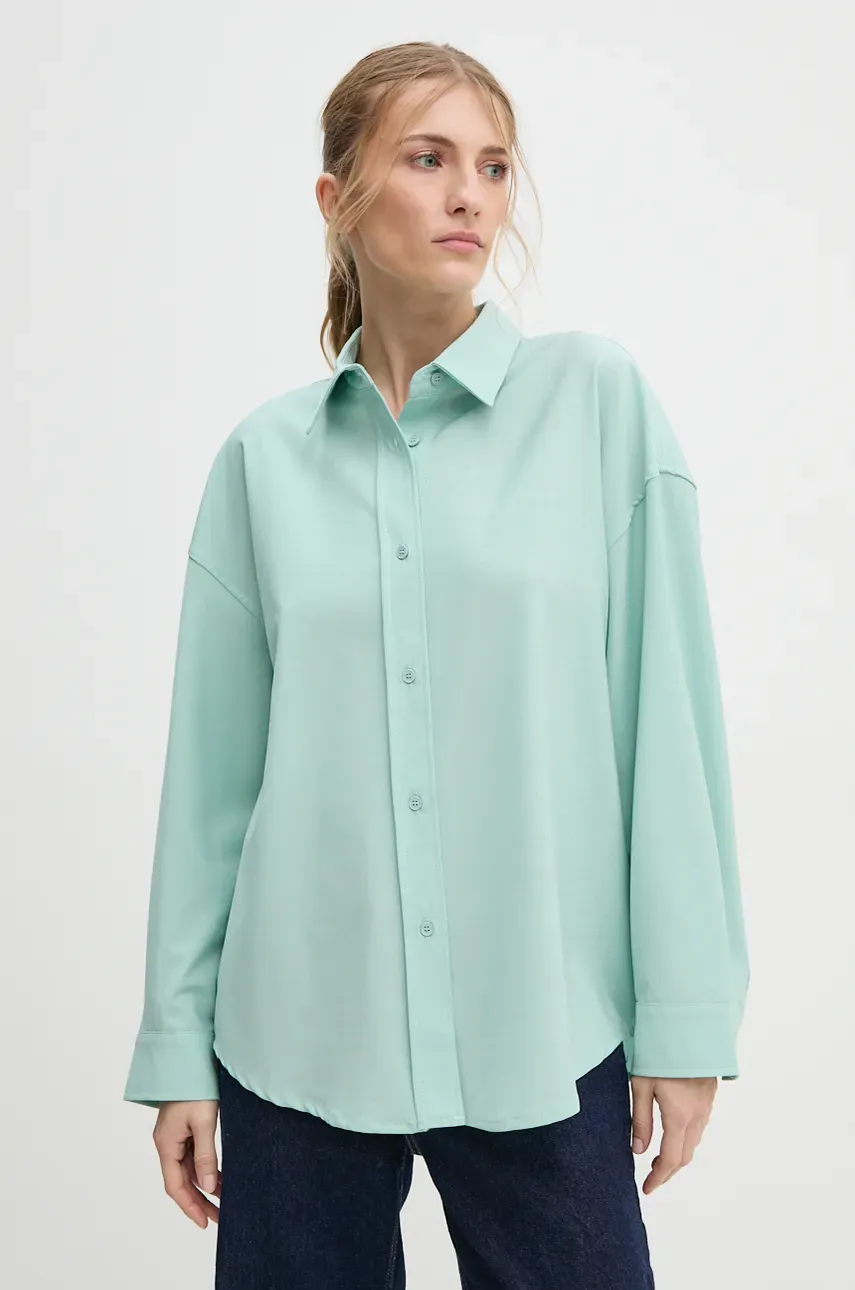 Рубашка с примесью шерсти American Vintage цвет зелёный relaxed классический воротник DOA06AH24 Рубашка с примесью шерсти American Vintage цвет зелёный relaxed классический воротник DOA06AH24