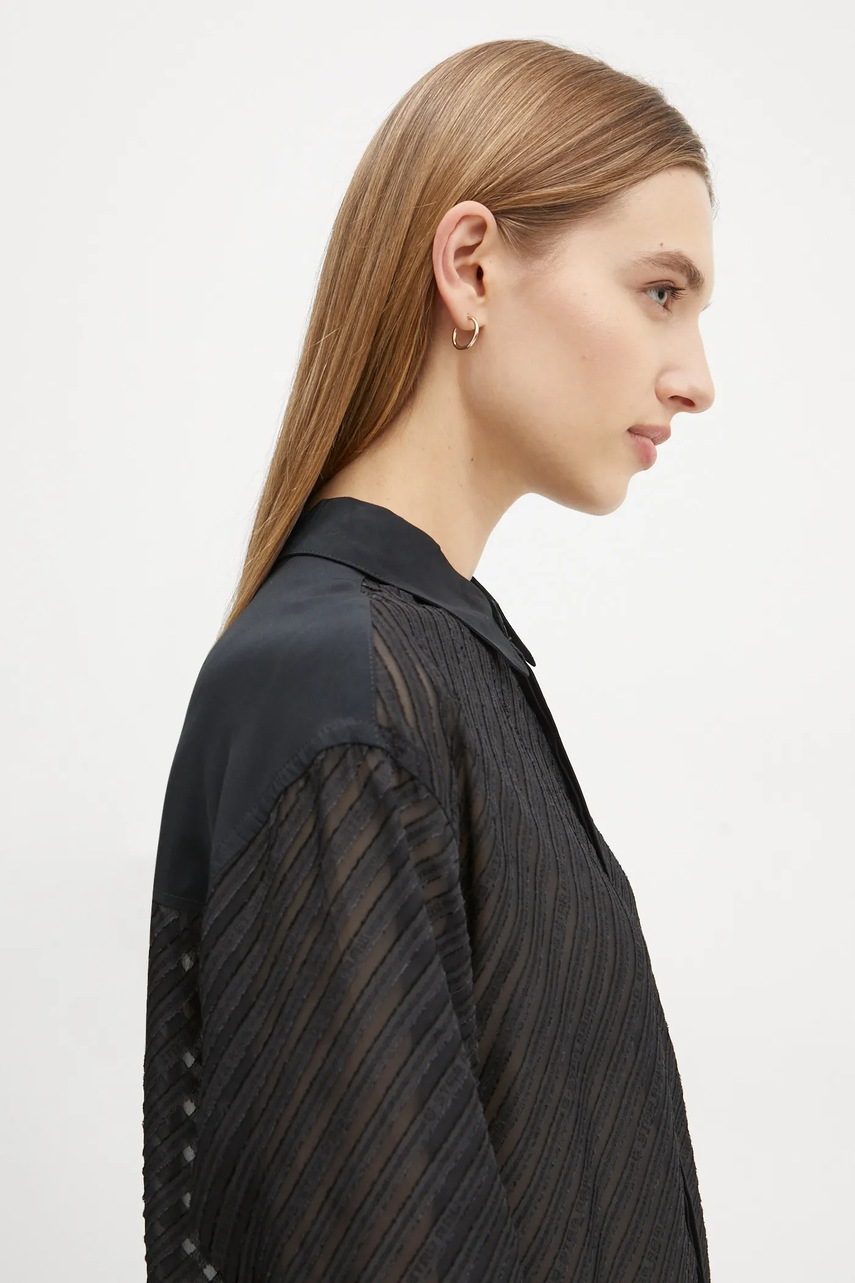 Сорочка G-Star Raw жіноча колір чорний relaxed класичний комір D25406-D404 