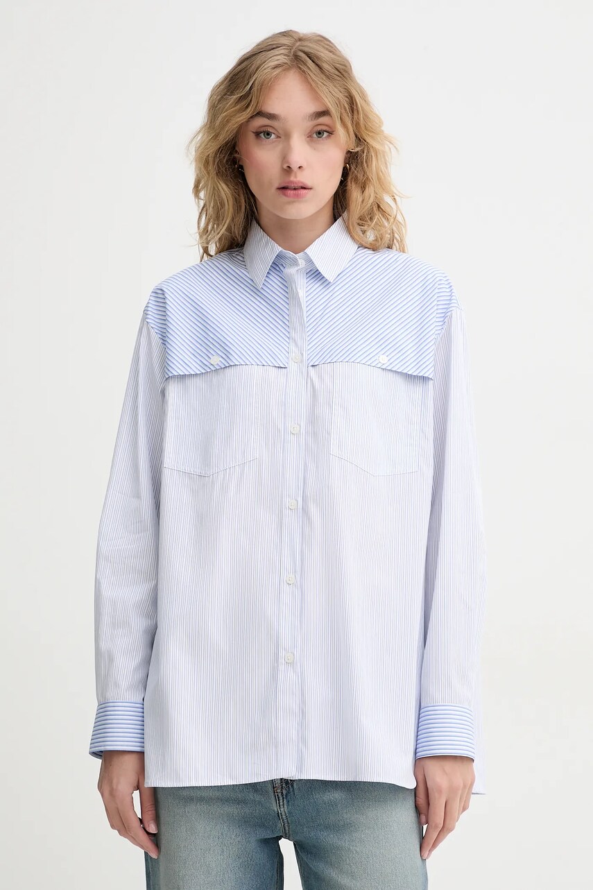 PS Paul Smith cămașă din bumbac femei, cu guler clasic, relaxed, W2R.363B.P31099 PS Paul Smith cămașă din bumbac femei, cu guler clasic, relaxed, W2R.363B.P31099